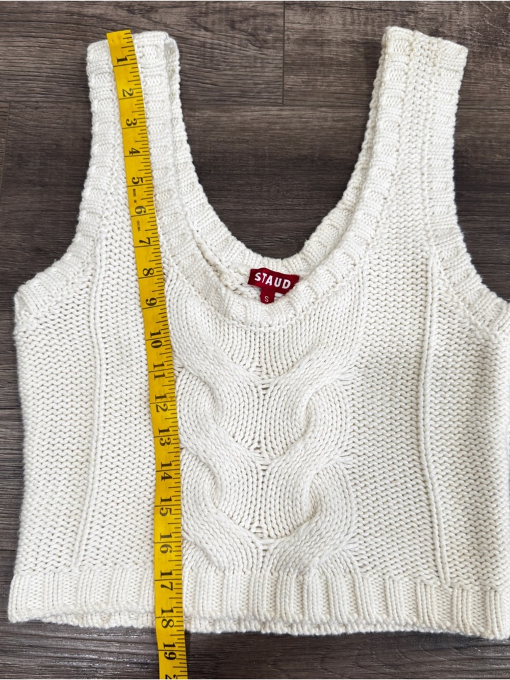 STAUD Cream Cable Knit Cropped Tank - Picture 4 of 6